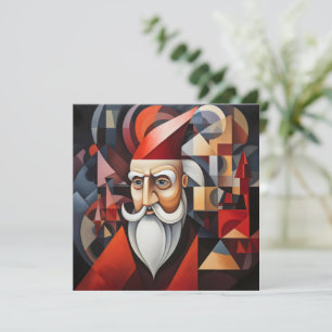 Cartão De Festividades Cubismo do Papai Noel