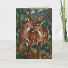 Cartão De Festividades Cubist Style Reindeer Greeting Card