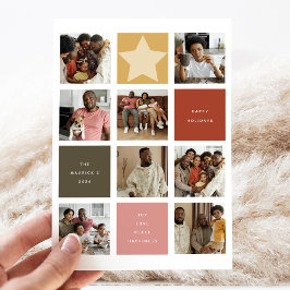 Cartão De Festividades Cubo Contemporâneo Grade de Fotos Natal