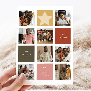 Cartão De Festividades Cubo Contemporâneo Grade de Fotos Natal