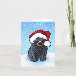 Cartão De Festividades Cubo de Urso Negro Natal