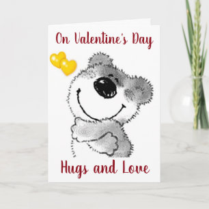 CARTÃO DE FESTIVIDADES **CUDDLY HUGS FROM BEAR** ON VALENTINE'S DAY