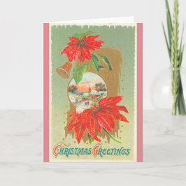 Cartão De Festividades Cumprimentos Bels do natal vintage & flores