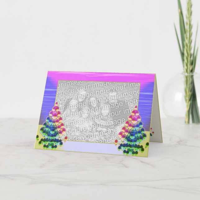 Cartão De Festividades Cumprimentos brilhantes da árvore de Natal (quadro (Frente)