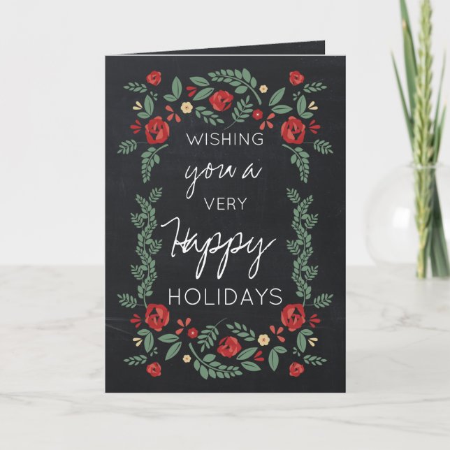 Cartão De Festividades cumprimentos de feriado de jardim floral de quadro (Frente)