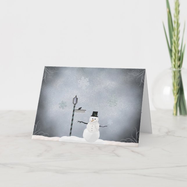 Cartão De Festividades Cumprimentos do boneco de neve do inverno (Frente)