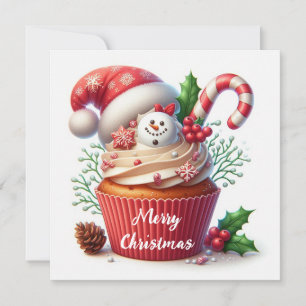Cartão De Festividades Cupcake de Natal Simples Festivo