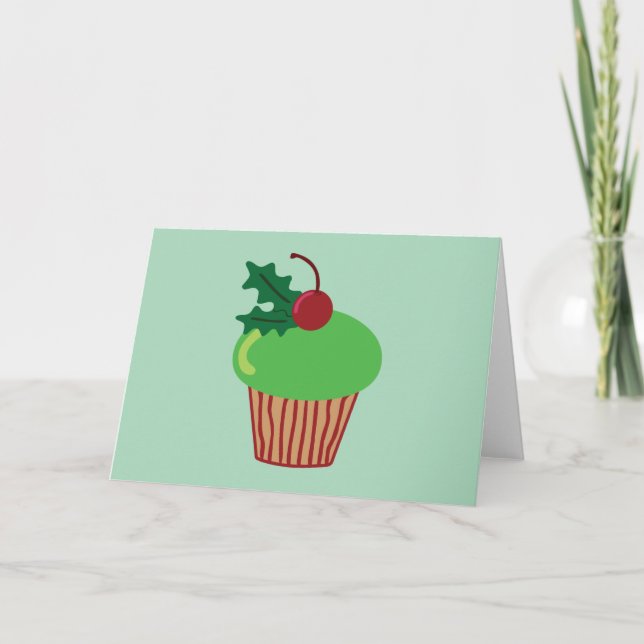 Cartão De Festividades Cupcake do Natal (Frente)
