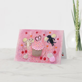 Cartão De Festividades Cupcake e Namorados de laboratórios monogramas