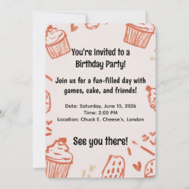 Cartão De Festividades Cupcakes Birthday Girly Invitation Sweet Party