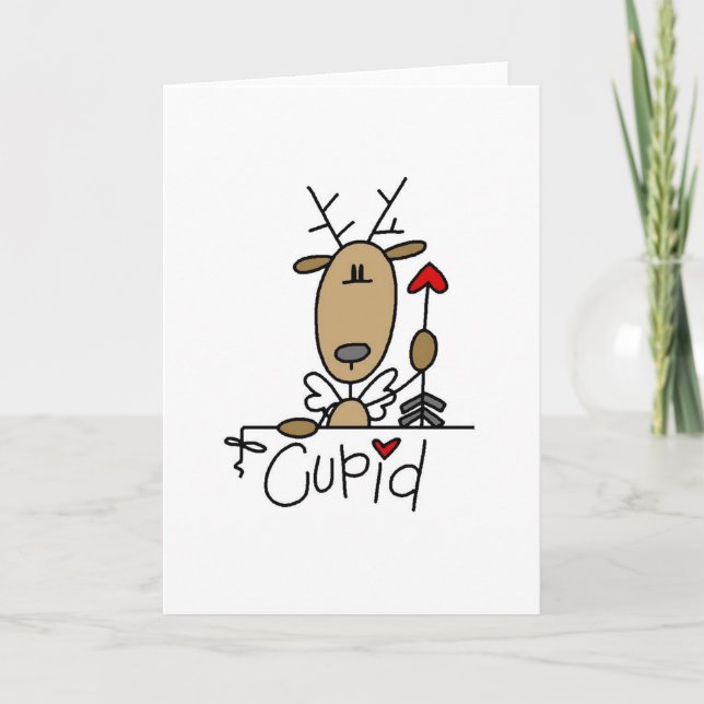 Cartão De Festividades Cupid Reindeer Camisetas e presentes de Natal (Frente)