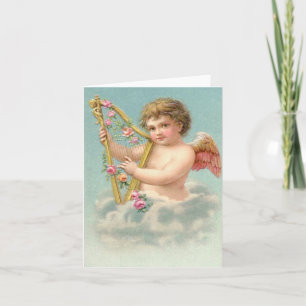 Cartão De Festividades Cupido do vintage com coração