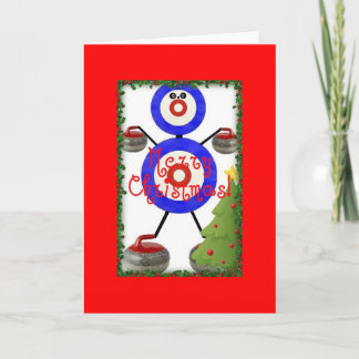 Cartão De Festividades Curling Christmas Cartoon
