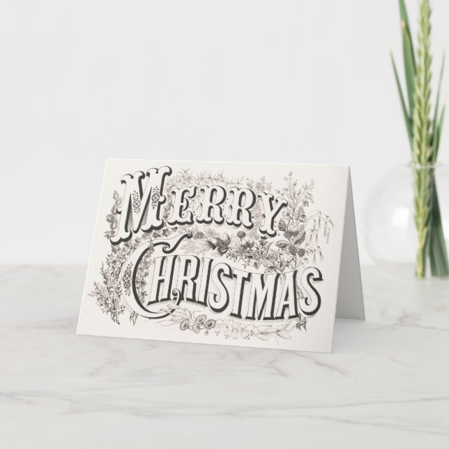 Cartão De Festividades Currier e Ives MERRY NATMAS (Frente)