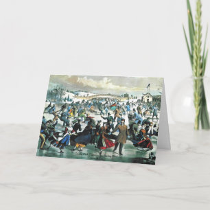 Cartão De Festividades Currier & Ives - Greeting Card - Central Park Pond