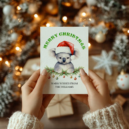 Cartão De Festividades Custom Aussie Wildlife Koala Family Christmas Card