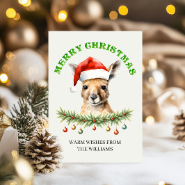 Cartão De Festividades Custom Aussie Wildlife Roo Family Christmas Card