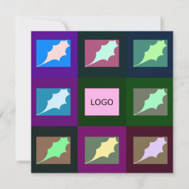 Cartão De Festividades Custom Business Logo and Wish, Elegant Leaf Art