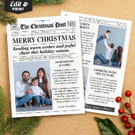 Cartão De Festividades Custom Christmas Newspaper Card, Christmas Photo