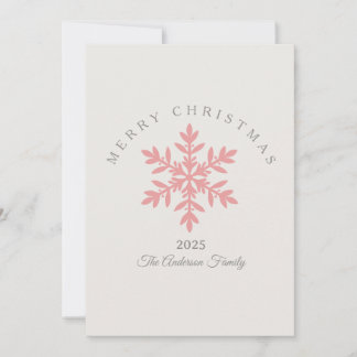 Cartão De Festividades Custom Christmas pink rose snowflake stylish