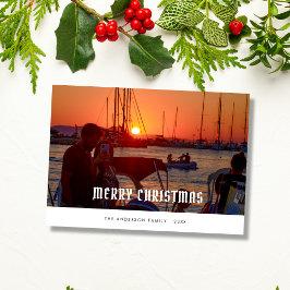 Cartão De Festividades Custom couple photo elegant christmas Card