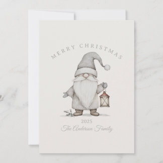 Cartão De Festividades Custom cream silver senior gnome Christmas gift