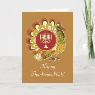 Cartão De Festividades Custom Decorative Turkey Menorah