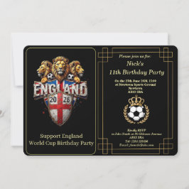 Cartão De Festividades Custom England Soccer Team 3 Lions Birthday Invite