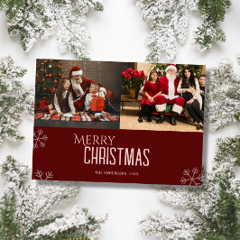 Cartão De Festividades Custom family photo elegant modern christmas Card