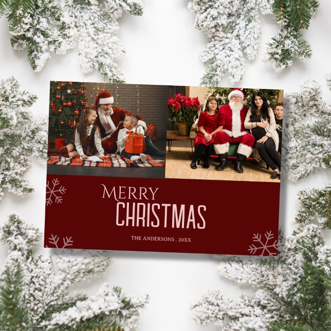 Cartão De Festividades Custom family photo elegant modern christmas Card (Criador carregado)