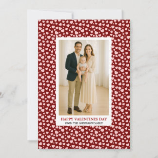 Cartão De Festividades Custom Family Photo Hearts Pattern Valentine's Day