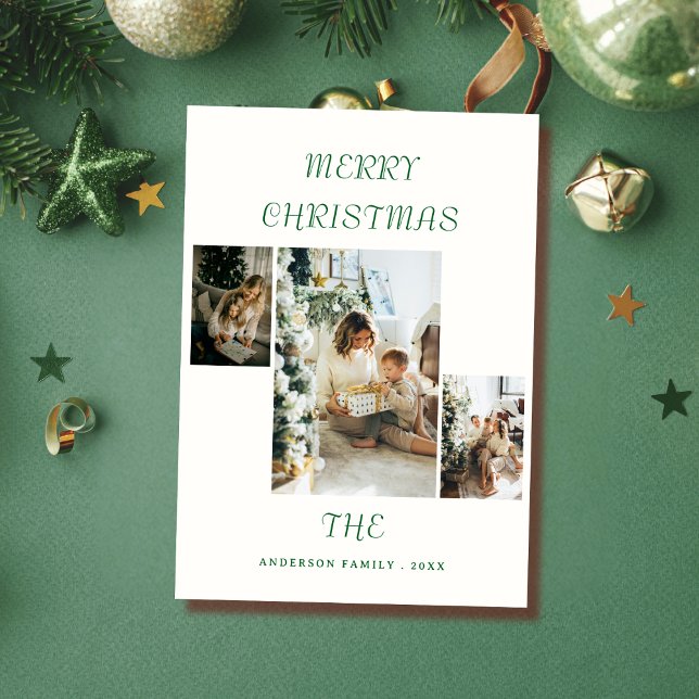 Cartão De Festividades Custom family photo merry christmas Card (Criador carregado)