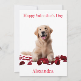 Cartão De Festividades Custom Golden Retriever with Roses Valentine