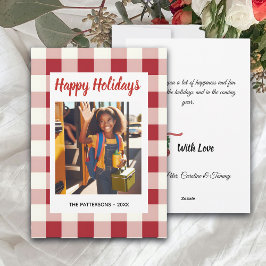 Cartão De Festividades Custom Happy Holidays Fun Plaid Red Green Photo