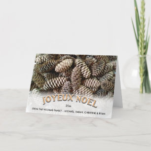 Cartão De Festividades Custom Holiday Joyeux Noel Pine Cone