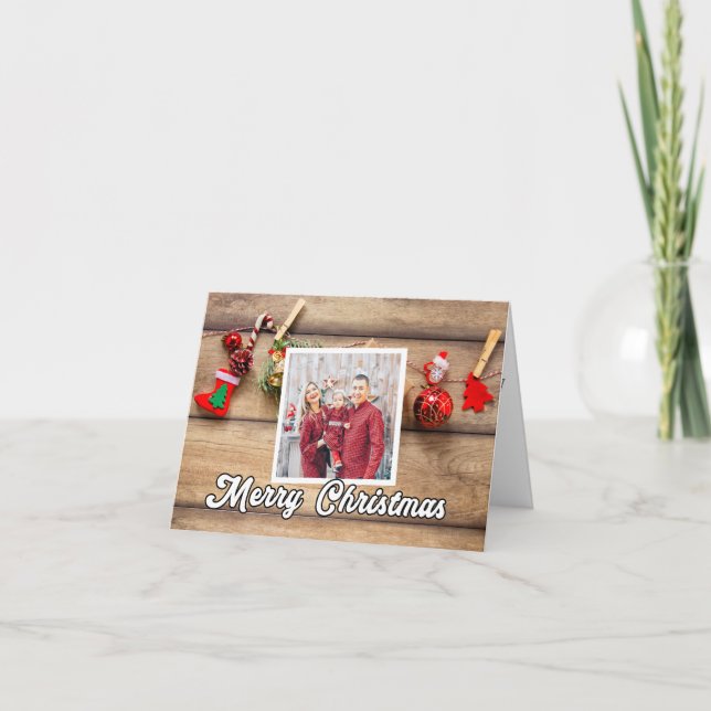 Cartão De Festividades Custom Holiday Photo Template Merry Christmas (Frente)