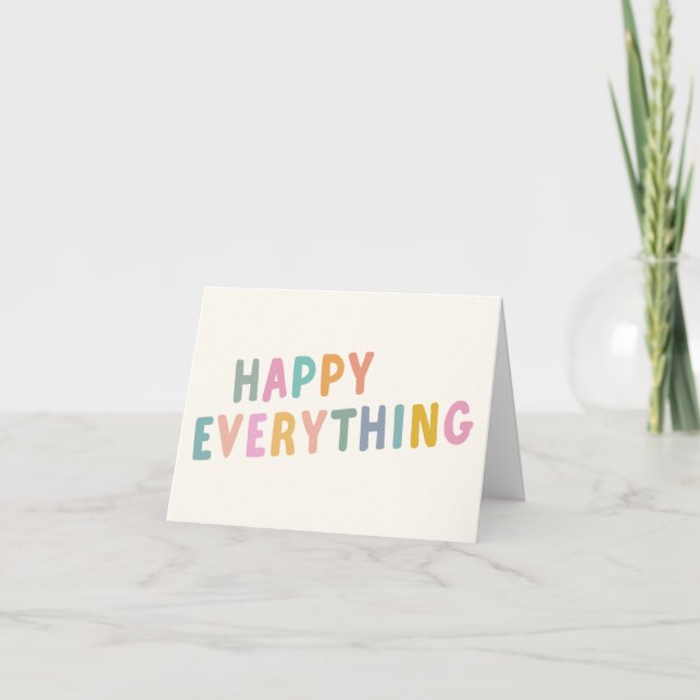 Cartão De Festividades Custom Letter Colorful Typography Happy Everything (Frente)