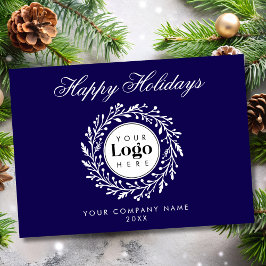 Cartão De Festividades Custom Logo Navy Christmas Business Thank You Card
