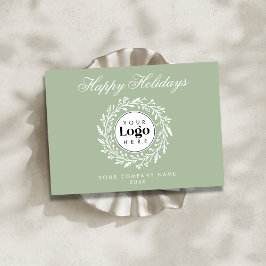 Cartão De Festividades Custom Logo Sage Christmas Business Thank You Card