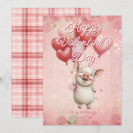 Cartão De Festividades Custom Message Pig Animal Valentines Day