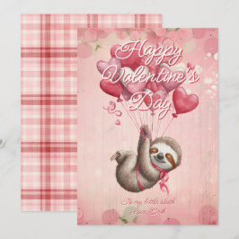 Cartão De Festividades Custom Message Sloth Animal Valentines Day