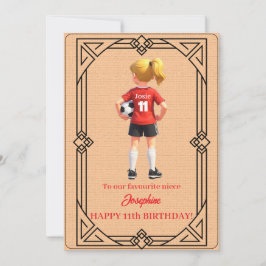 Cartão De Festividades Custom Name Number and Text Birthday Soccer Girl