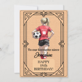 Cartão De Festividades Custom Name Number and Text Birthday Soccer Woman