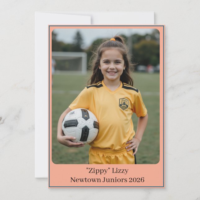 Cartão De Festividades Custom Portrait Photo Soccer Birthday v2 Invite (Frente)