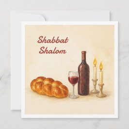 Cartão De Festividades Custom Shabbat Shalom Square Card with Family Name
