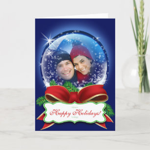 Cartão De Festividades Custom Snow Globe Christmas Photo Template Holiday