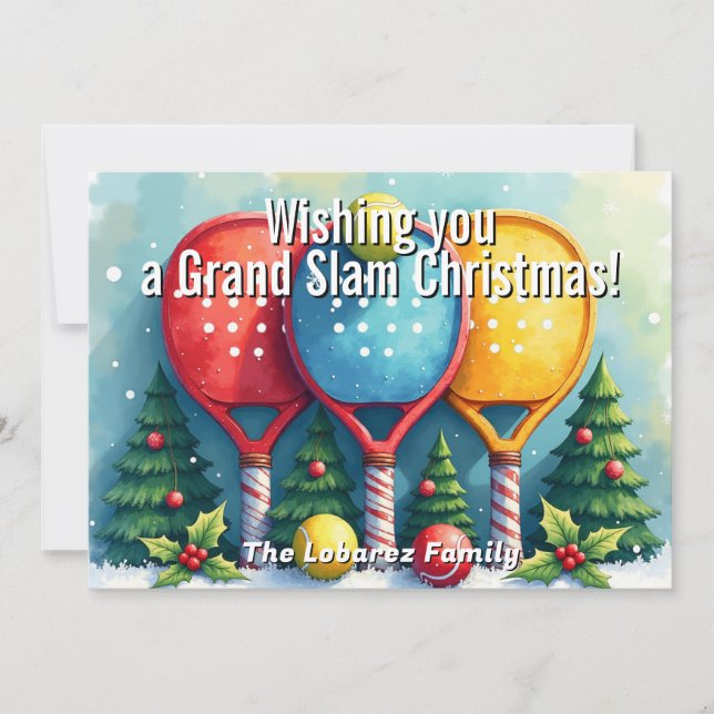 Cartão De Festividades 🎾🎄Custom text,  Candy Cane Smash (Frente)