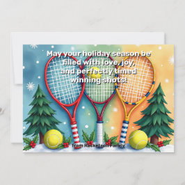 Cartão De Festividades 🎾🎄Custom text,  Festive Three-Handed Smash