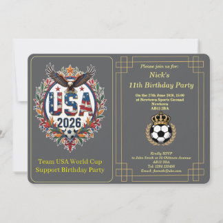 Cartão De Festividades Custom USA Soccer Team Bald Eagle Birthday Invite