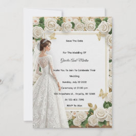Cartão De Festividades Custom Vintage Royal Wedding Invitation Beige Rose